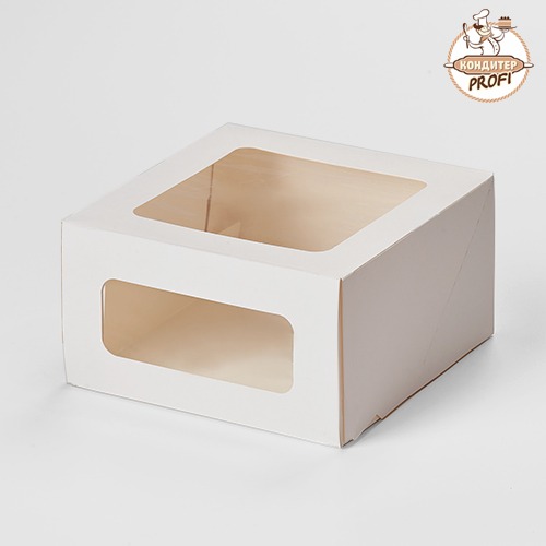 Картонная упак. Сake Window для торта с окном - "Белая 18х18х10см (1шт)