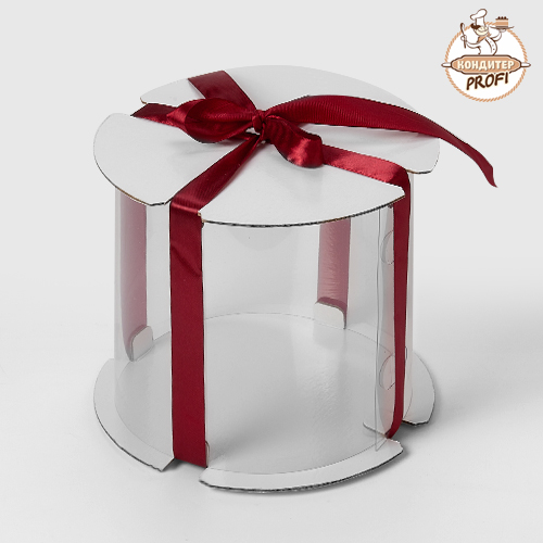 Картонная упаковка для торта, пряничный домик ТУБУС Белая прозрачная 16х16х16см (1шт)