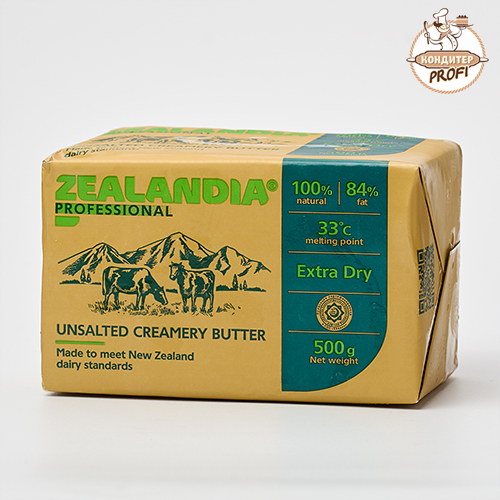 Масло сладколислив. несоленое м.д.ж 84% ZELANDIA PROFESSIONAL 0.5кг