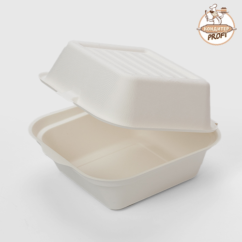 Упаковка для бенто-тортов 16,4х16,4х9 см, (500мл.) сах. тростн.(1шт.)