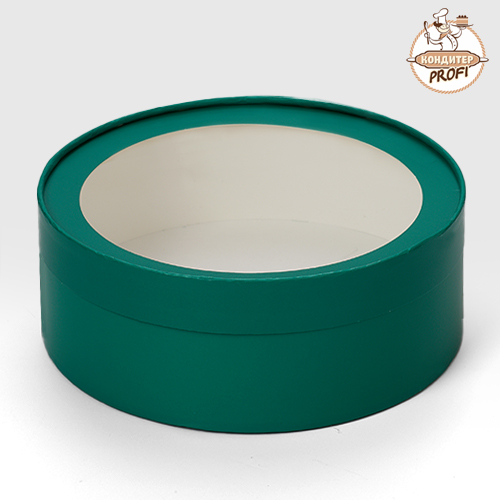 Картонная упаковка круглая 20х7 см. "Зеленая матовая" (1шт.)