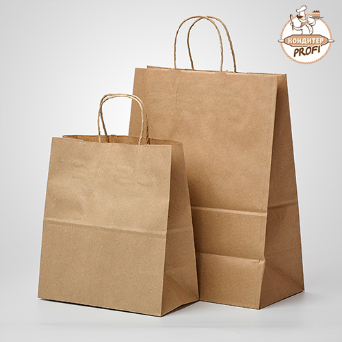Бумажный пакет Биг ECO - "Крафт, с кручеными ручками, 320х200х370мм." (1 шт.)