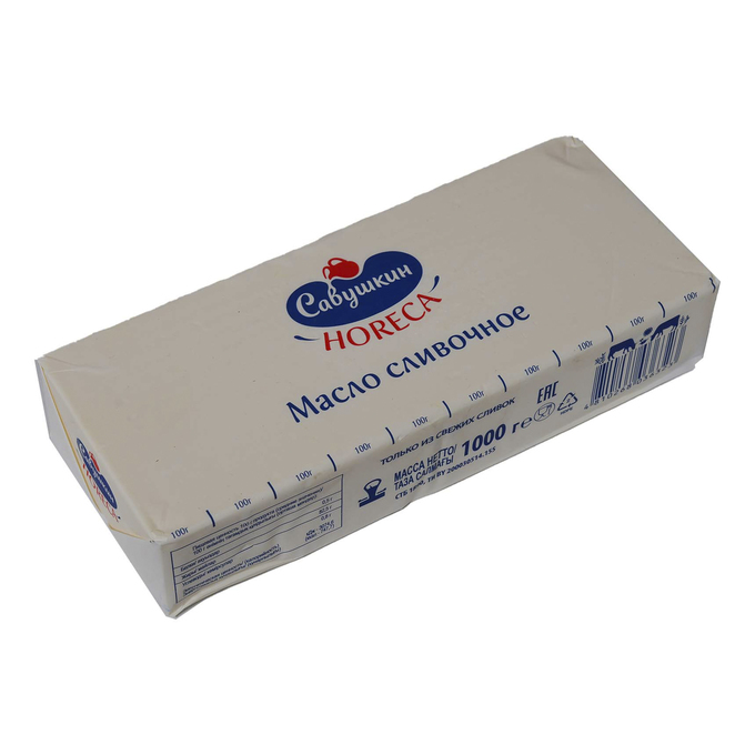 Масло сладкосливочное несоленое 82,5% Савушкин Продукт 1кг ( 1 шт.)