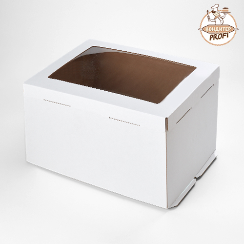 Картонная упаковка для торта с окном PASTICCIERE - "Белая, 30х40х26см" (1шт)