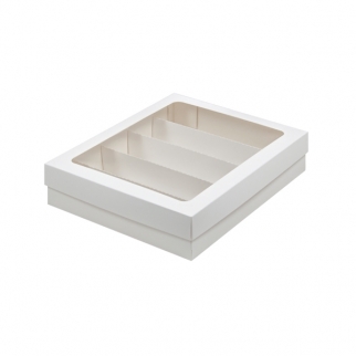 Картонная упаковка для макарон Белая с окном и ложементом (5) 265х215х55мм (1шт)