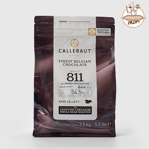 Шоколад CALLEBAUT - "Темный, Диски 54,5%" (811NVNV-T70) (Упковка 2.5 кг.)(1кг.)