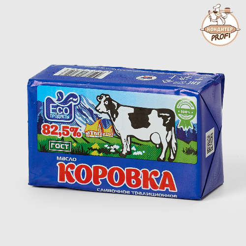Масло "Традиционное Коровка" сладко-сливочное несоленое м.д.ж.82,5%, 400гр (1шт.) БЗМЖ 