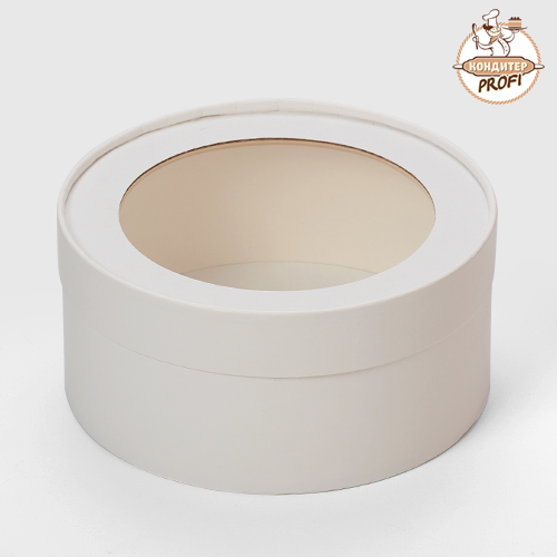 Картонная упаковка круглая 16х7 см. "Белая" (1шт.) 