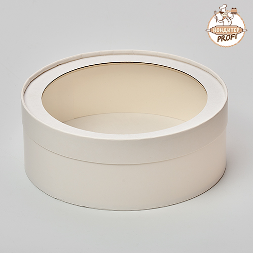 Картонная упаковка круглая 20х7 см. "Белая" (1шт.)