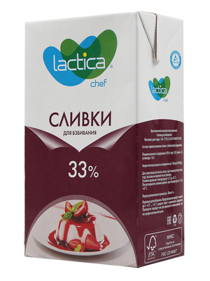 Сливки для взбивания Лактика LACTIKA 33% (Упаковка 1л.)