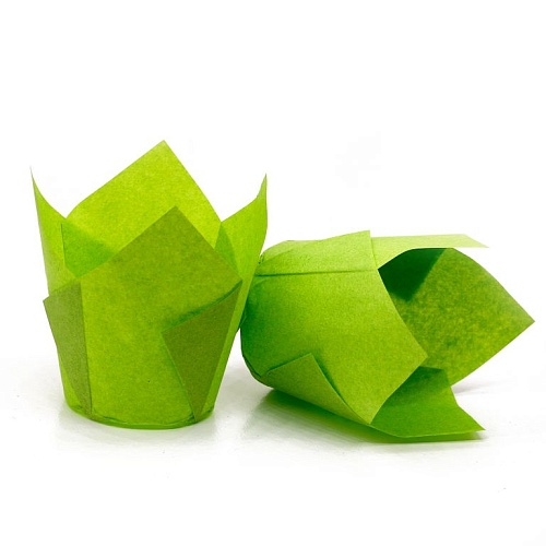 Тарталетка Тюльпан - "Зеленый", выс. 80 мм. ø 50 мм. (Упаковка 45 шт.)