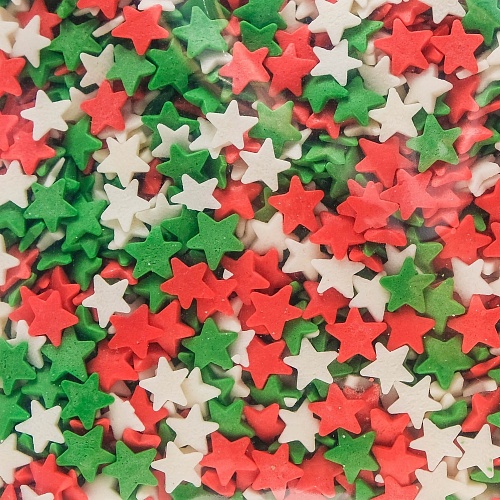 Посыпка "Звезды красные, белые, зеленые" (Упаковка 750гр.)
