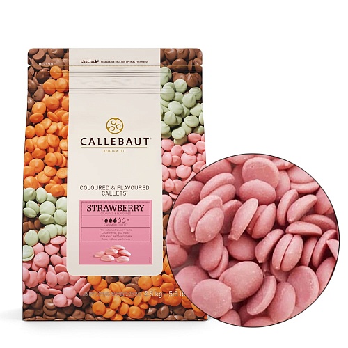 Шоколад CALLEBAUT - "Клубника, Диски  (Упаковка 2.5 кг.) (1кг.)