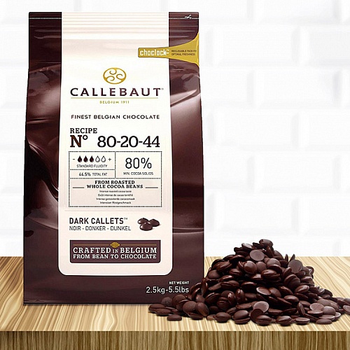 Шоколад CALLEBAUT - "Горький, Диски 80%"  (Упаковка 2.5 кг.) (1кг.)