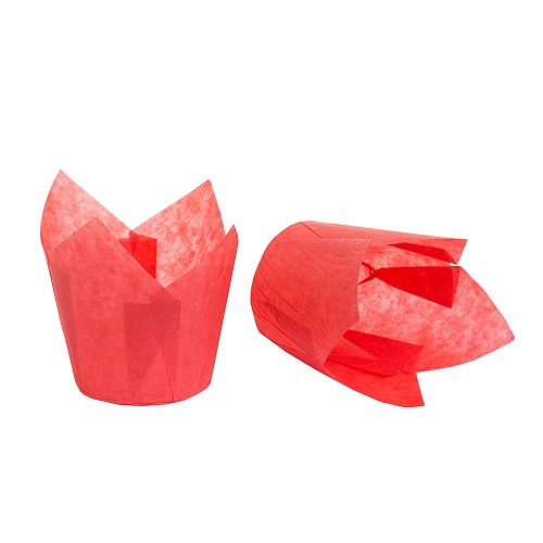 Тарталетка Тюльпан - "Красный" выс. 80 мм. ø 50 мм. (Упаковка 45шт.)