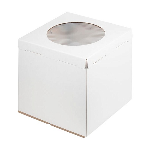Картонная упаковка для торта с окном PASTICCIERE - "Белая, 24х24х22см" (1шт.) 