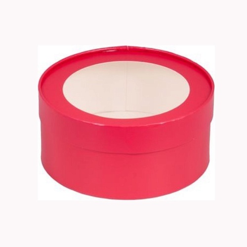 Картонная упаковка круглая 16х7 см "Красная матовая" (1шт.)