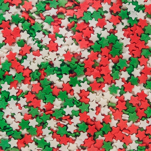 Посыпка "Звезды красные, белые, зеленые (мини)" (Упаковка 0,750 кг)