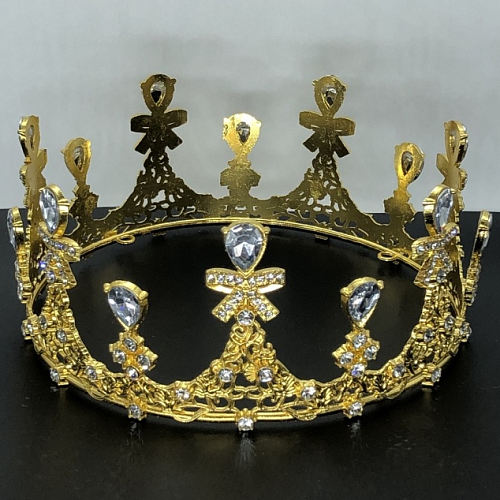 Корона со стразами 14*6,3см Золото, металл (1шт) (Китай)