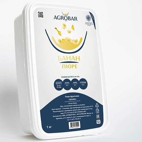 Пюре "АГРОБАР" БАНАН заморож. (Упаковка 1 кг.)
